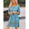 imageZeagoo Womens Boho Dresses Casual Beach Summer Dress Tassel Tie Neck 34 Long Sleeve Mini Sundress 2025 Floral Print Cover UpBlue Floral 01