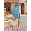imageZeagoo Womens Boho Dresses Casual Beach Summer Dress Tassel Tie Neck 34 Long Sleeve Mini Sundress 2025 Floral Print Cover UpBlue Floral 01
