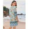 imageZeagoo Womens Boho Dresses Casual Beach Summer Dress Tassel Tie Neck 34 Long Sleeve Mini Sundress 2025 Floral Print Cover UpGreen