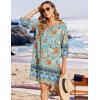 imageZeagoo Womens Boho Dresses Casual Beach Summer Dress Tassel Tie Neck 34 Long Sleeve Mini Sundress 2025 Floral Print Cover UpGreen