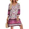 imageZeagoo Womens Boho Dresses Casual Beach Summer Dress Tassel Tie Neck 34 Long Sleeve Mini Sundress 2025 Floral Print Cover UpPurple