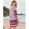 imageZeagoo Womens Boho Dresses Casual Beach Summer Dress Tassel Tie Neck 34 Long Sleeve Mini Sundress 2025 Floral Print Cover UpPurple