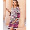 imageZeagoo Womens Boho Dresses Casual Beach Summer Dress Tassel Tie Neck 34 Long Sleeve Mini Sundress 2025 Floral Print Cover UpPurple