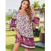 imageZeagoo Womens Boho Dresses Casual Beach Summer Dress Tassel Tie Neck 34 Long Sleeve Mini Sundress 2025 Floral Print Cover UpPurple