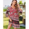 imageZeagoo Womens Boho Dresses Casual Beach Summer Dress Tassel Tie Neck 34 Long Sleeve Mini Sundress 2025 Floral Print Cover UpRed