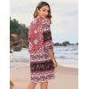 imageZeagoo Womens Boho Dresses Casual Beach Summer Dress Tassel Tie Neck 34 Long Sleeve Mini Sundress 2025 Floral Print Cover UpRed