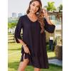 imageZeagoo Womens Boho Dresses Casual Beach Summer Dress Tassel Tie Neck 34 Long Sleeve Mini Sundress 2025 Floral Print Cover UpSolid Black