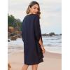 imageZeagoo Womens Boho Dresses Casual Beach Summer Dress Tassel Tie Neck 34 Long Sleeve Mini Sundress 2025 Floral Print Cover UpSolid Black