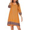 imageZeagoo Womens Boho Dresses Casual Beach Summer Dress Tassel Tie Neck 34 Long Sleeve Mini Sundress 2025 Floral Print Cover UpYellow