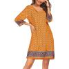 imageZeagoo Womens Boho Dresses Casual Beach Summer Dress Tassel Tie Neck 34 Long Sleeve Mini Sundress 2025 Floral Print Cover UpYellow