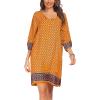 imageZeagoo Womens Boho Dresses Casual Beach Summer Dress Tassel Tie Neck 34 Long Sleeve Mini Sundress 2025 Floral Print Cover UpYellow