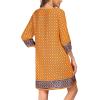 imageZeagoo Womens Boho Dresses Casual Beach Summer Dress Tassel Tie Neck 34 Long Sleeve Mini Sundress 2025 Floral Print Cover UpYellow
