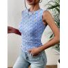imageZeagoo Womens High Neck Tank Top 2025 Summer Casual Ribbed Knit Slim Fitted Basic Textured Sleeveless ShirtsAfloral Blue