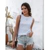 imageZeagoo Womens High Neck Tank Top 2025 Summer Casual Ribbed Knit Slim Fitted Basic Textured Sleeveless ShirtsAfloral Light Blue