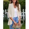 imageZeagoo Womens Open Front Cardigan 34 Sleeve Draped Ruffles Soft Knit Sweaters S3XLBeige