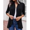 imageZeagoo Womens Open Front Cardigan 34 Sleeve Draped Ruffles Soft Knit Sweaters S3XLBlack