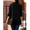 imageZeagoo Womens Open Front Cardigan 34 Sleeve Draped Ruffles Soft Knit Sweaters S3XLBlack