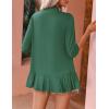 imageZeagoo Womens Open Front Cardigan 34 Sleeve Draped Ruffles Soft Knit Sweaters S3XLDark Green