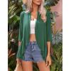 imageZeagoo Womens Open Front Cardigan 34 Sleeve Draped Ruffles Soft Knit Sweaters S3XLDark Green