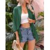 imageZeagoo Womens Open Front Cardigan 34 Sleeve Draped Ruffles Soft Knit Sweaters S3XLDark Green