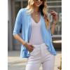 imageZeagoo Womens Open Front Cardigan 34 Sleeve Draped Ruffles Soft Knit Sweaters S3XLLight Blue