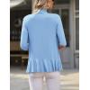 imageZeagoo Womens Open Front Cardigan 34 Sleeve Draped Ruffles Soft Knit Sweaters S3XLLight Blue