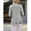 imageZeagoo Womens Open Front Cardigan 34 Sleeve Draped Ruffles Soft Knit Sweaters S3XLLight Grey