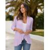 imageZeagoo Womens Open Front Cardigan 34 Sleeve Draped Ruffles Soft Knit Sweaters S3XLLight Purple