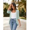imageZeagoo Womens Open Front Cardigan 34 Sleeve Draped Ruffles Soft Knit Sweaters S3XLMint Green
