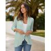 imageZeagoo Womens Open Front Cardigan 34 Sleeve Draped Ruffles Soft Knit Sweaters S3XLMint Green