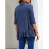 imageZeagoo Womens Open Front Cardigan 34 Sleeve Draped Ruffles Soft Knit Sweaters S3XLNavy Blue