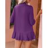 imageZeagoo Womens Open Front Cardigan 34 Sleeve Draped Ruffles Soft Knit Sweaters S3XLPpurple