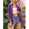 imageZeagoo Womens Open Front Cardigan 34 Sleeve Draped Ruffles Soft Knit Sweaters S3XLPpurple