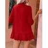 imageZeagoo Womens Open Front Cardigan 34 Sleeve Draped Ruffles Soft Knit Sweaters S3XLRed