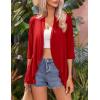 imageZeagoo Womens Open Front Cardigan 34 Sleeve Draped Ruffles Soft Knit Sweaters S3XLRed