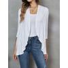 imageZeagoo Womens Open Front Cardigan 34 Sleeve Draped Ruffles Soft Knit Sweaters S3XLWhite