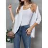 imageZeagoo Womens Open Front Cardigan 34 Sleeve Draped Ruffles Soft Knit Sweaters S3XLWhite