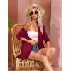imageZeagoo Womens Open Front Cardigan 34 Sleeve Draped Ruffles Soft Knit Sweaters S3XLWine Red
