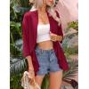 imageZeagoo Womens Open Front Cardigan 34 Sleeve Draped Ruffles Soft Knit Sweaters S3XLWine Red