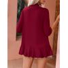 imageZeagoo Womens Open Front Cardigan 34 Sleeve Draped Ruffles Soft Knit Sweaters S3XLWine Red