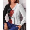imageZeagoo Womens Puff Long Sleeve Shirts Pleated V Neck Fall Tunic Tops Blouse Dressy Casual Loose Summer TShirtsBf101