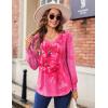 imageZeagoo Womens Puff Long Sleeve Shirts Pleated V Neck Fall Tunic Tops Blouse Dressy Casual Loose Summer TShirtsBf103