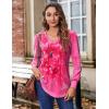 imageZeagoo Womens Puff Long Sleeve Shirts Pleated V Neck Fall Tunic Tops Blouse Dressy Casual Loose Summer TShirtsBf103