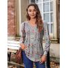 imageZeagoo Womens Puff Long Sleeve Shirts Pleated V Neck Fall Tunic Tops Blouse Dressy Casual Loose Summer TShirtsBf195