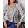 imageZeagoo Womens Puff Long Sleeve Shirts Pleated V Neck Fall Tunic Tops Blouse Dressy Casual Loose Summer TShirtsBf195