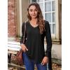 imageZeagoo Womens Puff Long Sleeve Shirts Pleated V Neck Fall Tunic Tops Blouse Dressy Casual Loose Summer TShirtsBlack