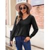 imageZeagoo Womens Puff Long Sleeve Shirts Pleated V Neck Fall Tunic Tops Blouse Dressy Casual Loose Summer TShirtsBlack