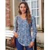 imageZeagoo Womens Puff Long Sleeve Shirts Pleated V Neck Fall Tunic Tops Blouse Dressy Casual Loose Summer TShirtsBlue Floral