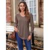 imageZeagoo Womens Puff Long Sleeve Shirts Pleated V Neck Fall Tunic Tops Blouse Dressy Casual Loose Summer TShirtsBrown