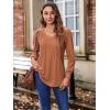 imageZeagoo Womens Puff Long Sleeve Shirts Pleated V Neck Fall Tunic Tops Blouse Dressy Casual Loose Summer TShirtsCaramel